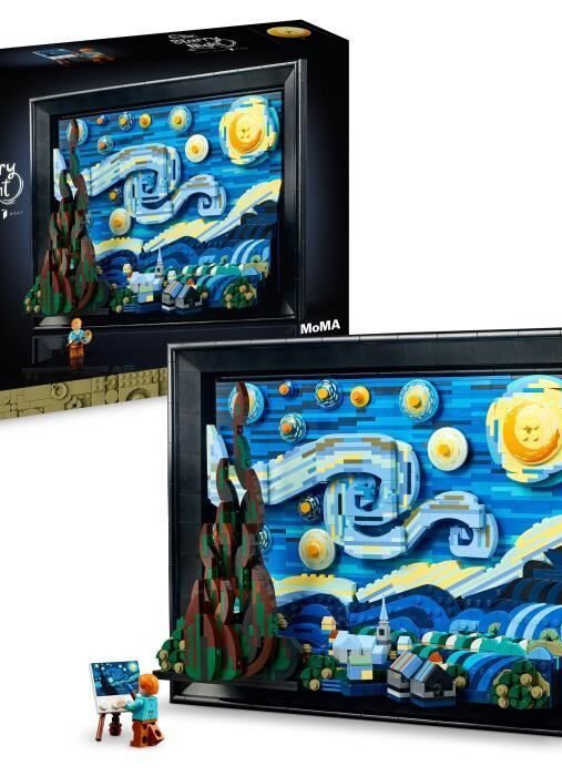 LEGO Ideas 21333 Vincent Van Gogh - La Nuit Étoilée, Reproduction de Tableau sur Toile