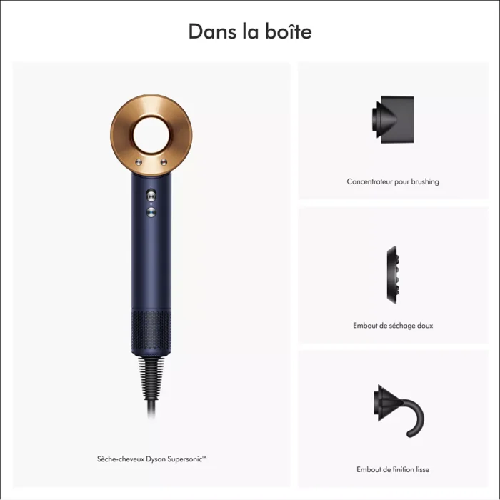 Sèche cheveux DYSON Supersonic cheveux raides à ondulés bleu de prusse cuivré – Image 3