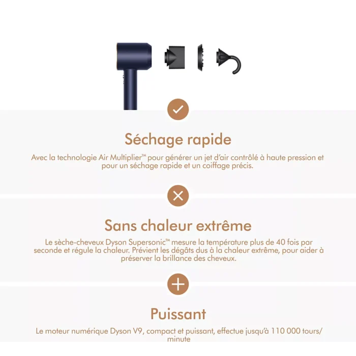 Sèche cheveux DYSON Supersonic cheveux raides à ondulés bleu de prusse cuivré – Image 4
