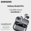 Ecouteurs sans fil Samsung Galaxy Buds3 Pro Bluetooth avec réduction active du bruit Argent