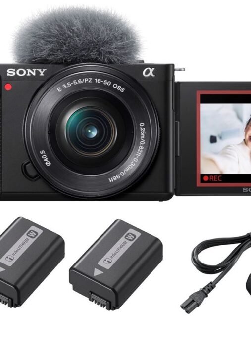Pack Appareil photo hybride Vlogging hybride Sony ZV-E10 + E PZ 16-50mm f/3,5-5,6 OSS + 2ème batterie + Chargeur de batterie