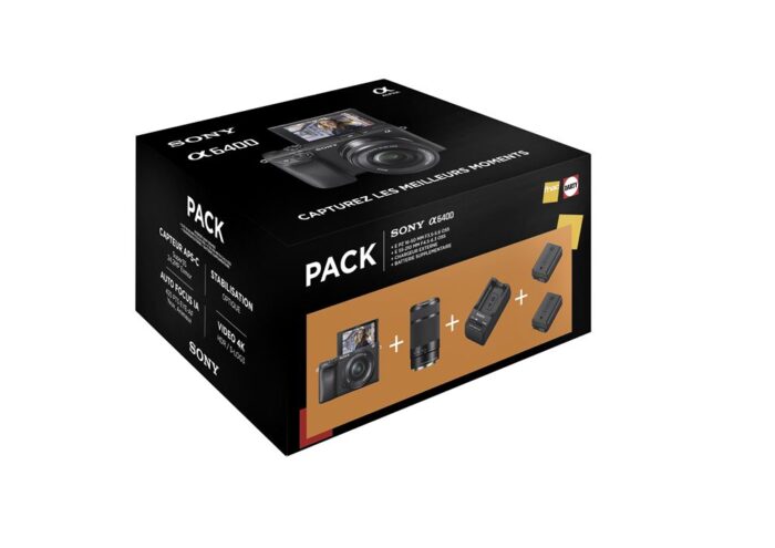 Pack Fnac Appareil photo Hybride Sony A6400 Noir + Objectif E PZ 16-50 mm f/3.5-5.6 OSS + Objectif E 55-210 mm f/4.5-6.3 OSS + chargeur externe + 2ème batterie – Image 7