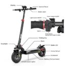 Trottinette électrique pliable iScooter iX3,pneus de 10 pouces,moteur de 800W,batterie de 10Ah,vitesse maximale de 40km/h,autonomie maximale de 40km