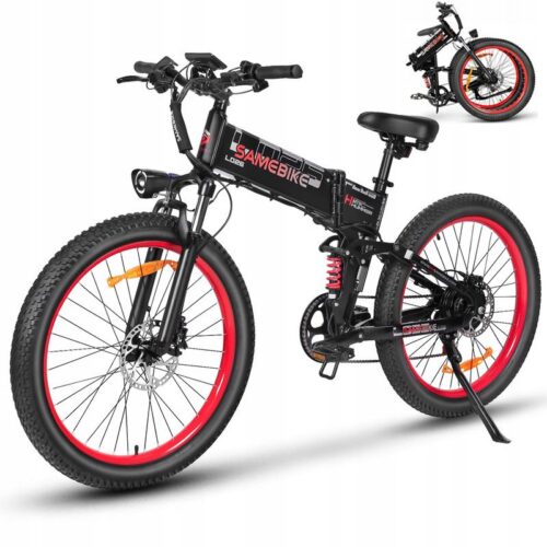 26'' Vélo électrique Samebike LO26PLUS,48V15AH,1000W,Autonomie 110KM,Vitesse maximale 45KM/H,frein hydraulique E-Bike VTT Pliable,Noir