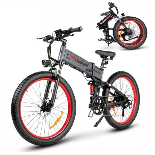 26'' Vélo électrique Samebike LO26PLUS,48V15AH,1000W,Autonomie 110KM,Vitesse maximale 45KM/H,frein hydraulique E-Bike VTT Pliable,Gris