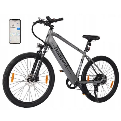 27.5'' Vélo électrique Bodywel M275 VTT，Moteur 250W,Batterie 36V 15.6AH,Vitesse maximale 25KM/H,Autonomie 100KM,disque hydraulique,APP,Gris