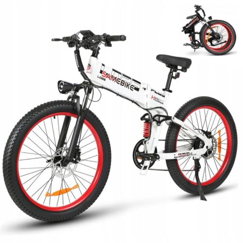 26'' Vélo électrique Samebike LO26PLUS,48V15AH,1000W,Autonomie 110KM,Vitesse maximale 45KM/H,frein hydraulique E-Bike VTT Pliable,Blanc